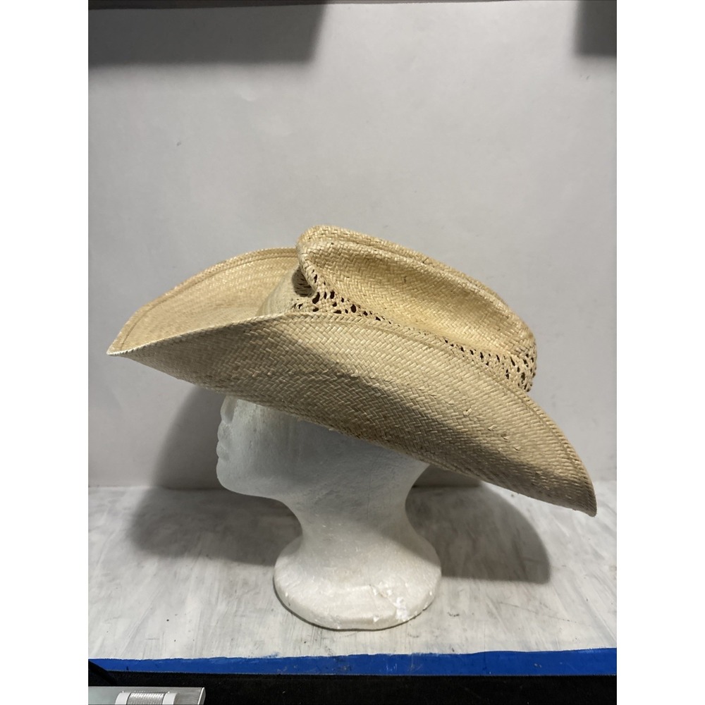 Vintage Stetson Roadrunner Straw Cowboy Hat Tan Western 57cm Mens